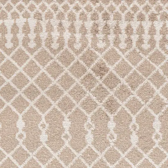 6' Taupe And Ivory Geometric Runner Rug Photo 3