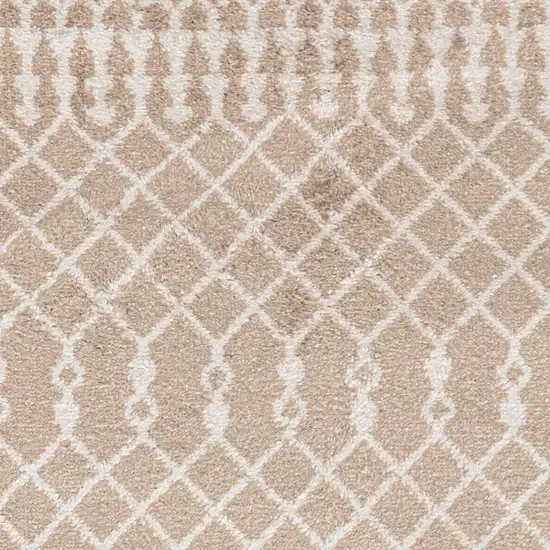 6' Taupe And Ivory Geometric Runner Rug Photo 7