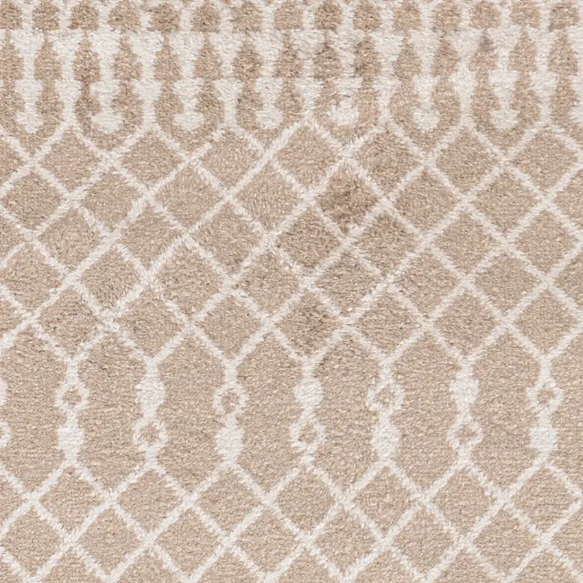 6' Taupe And Ivory Geometric Runner Rug Photo 7
