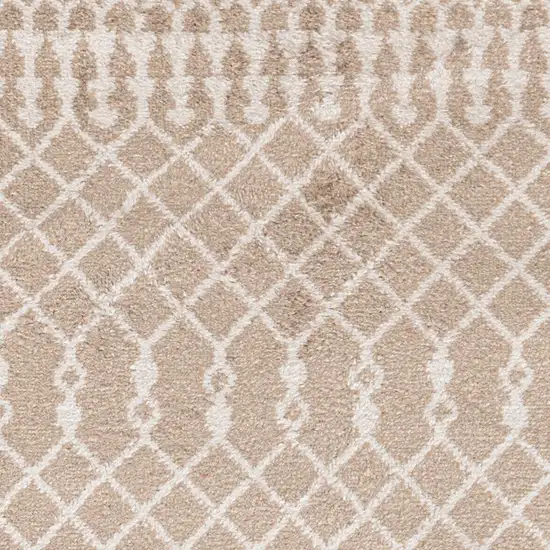 8' Taupe And Ivory Geometric Runner Rug Photo 6