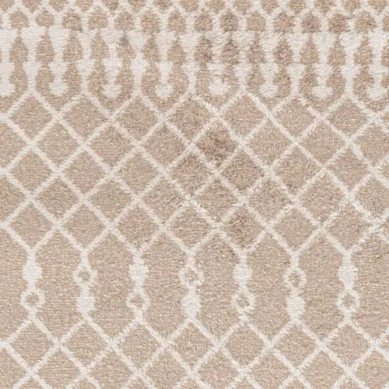 8' Taupe And Ivory Geometric Runner Rug Photo 3