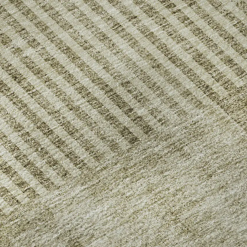 8' Taupe And Ivory Geometric Washable Round Rug With UV Protection Photo 8