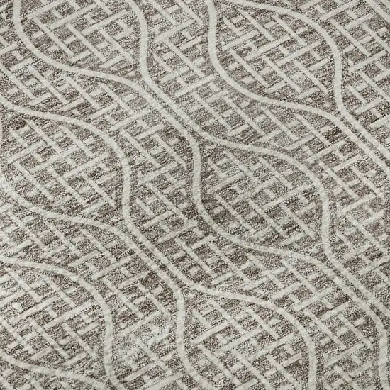 8' Taupe And Ivory Geometric Washable Round Rug With UV Protection Photo 8