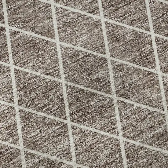 8' Taupe And Ivory Geometric Washable Round Rug With UV Protection Photo 8