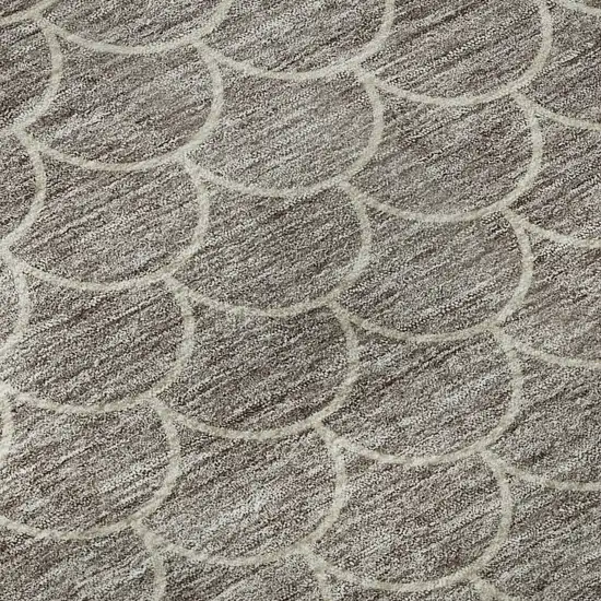 8' Taupe And Ivory Geometric Washable Round Rug With UV Protection Photo 8