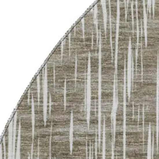 8' Taupe And Ivory Ikat Washable Round Rug With UV Protection Photo 3