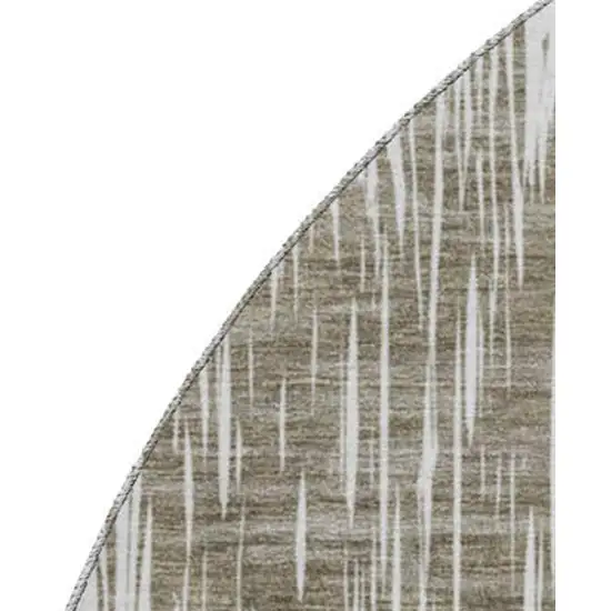 8' Taupe And Ivory Ikat Washable Round Rug With UV Protection Photo 4