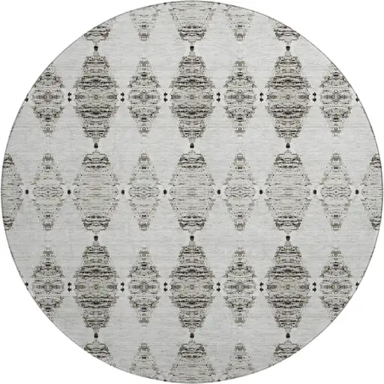 8' Taupe And Ivory Moroccan Washable Round Rug With UV Protection Photo 1