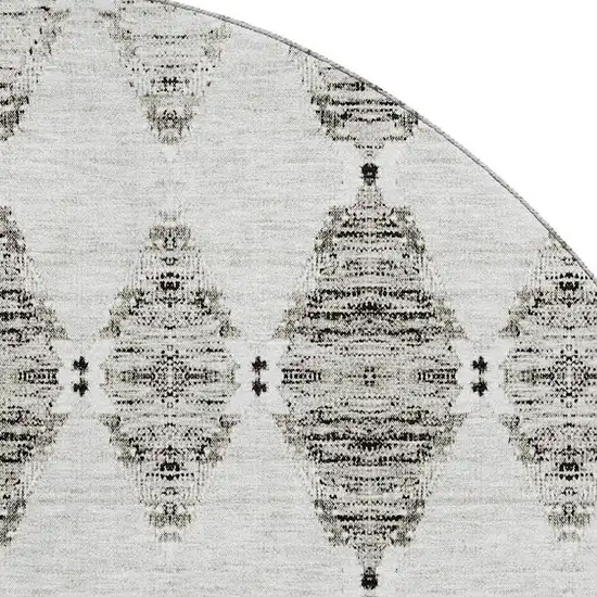 8' Taupe And Ivory Moroccan Washable Round Rug With UV Protection Photo 2