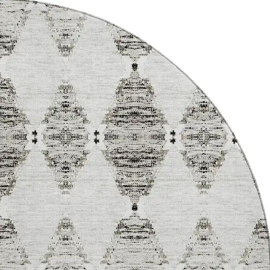 8' Taupe And Ivory Moroccan Washable Round Rug With UV Protection Photo 3