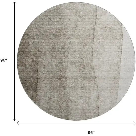 8' Taupe And Ivory Ombre Washable Round Rug With UV Protection Photo 5