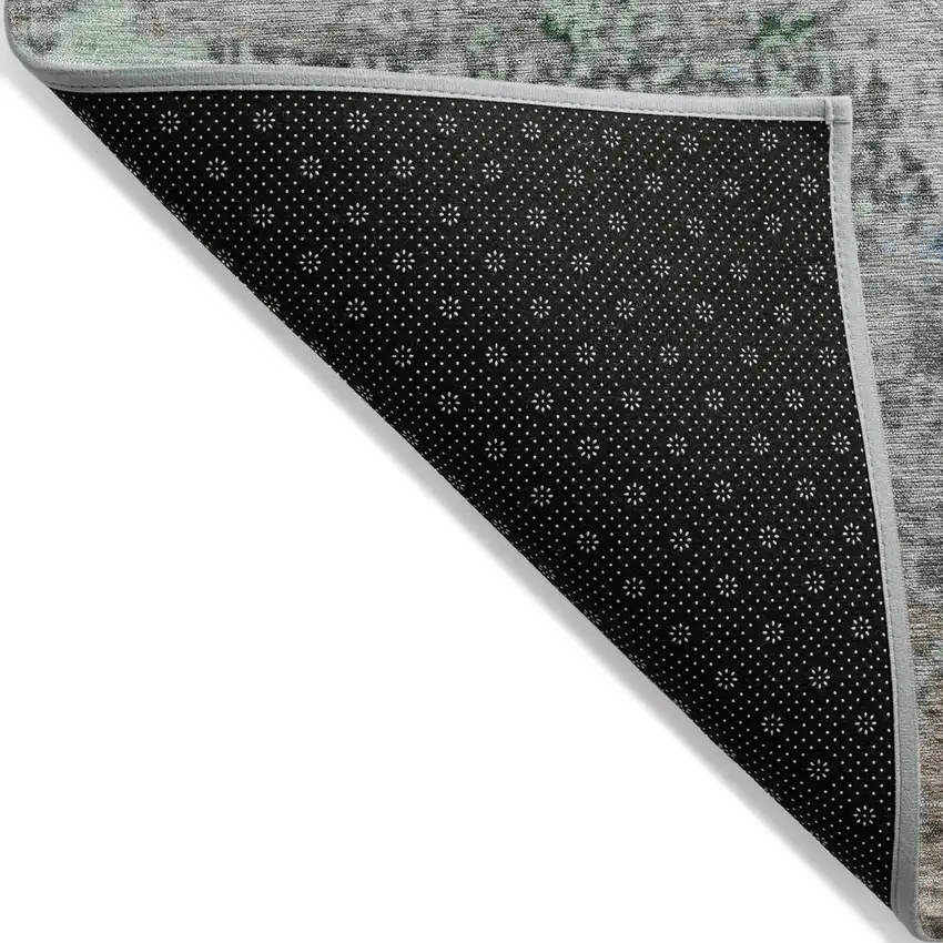 8' Taupe And Ivory Round Abstract Washable Indoor Outdoor Area Rug Photo 9