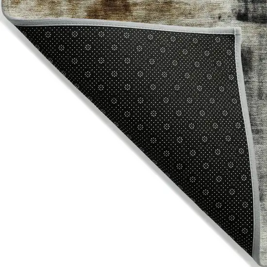 8' Taupe And Ivory Round Abstract Washable Indoor Outdoor Area Rug Photo 9