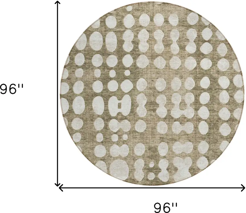 8' Taupe And Ivory Round Abstract Washable Indoor Outdoor Area Rug Photo 3
