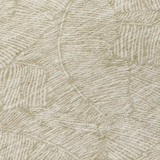 8' Taupe And Ivory Round Floral Washable Indoor Outdoor Area Rug Photo 8