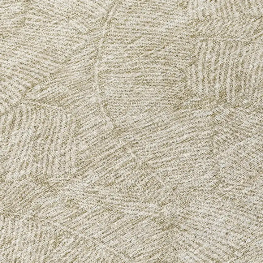 8' Taupe And Ivory Round Floral Washable Indoor Outdoor Area Rug Photo 8