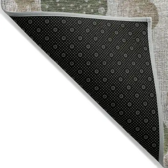 8' Taupe And Ivory Round Geometric Washable Indoor Outdoor Area Rug Photo 9