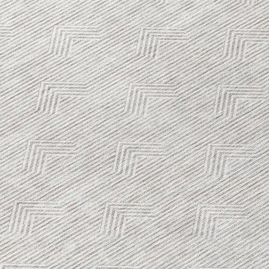 8' Taupe And Ivory Round Geometric Washable Indoor Outdoor Area Rug Photo 7