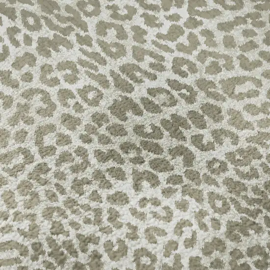 8' Taupe And Ivory Round Leopard Print Washable Indoor Outdoor Area Rug Photo 7