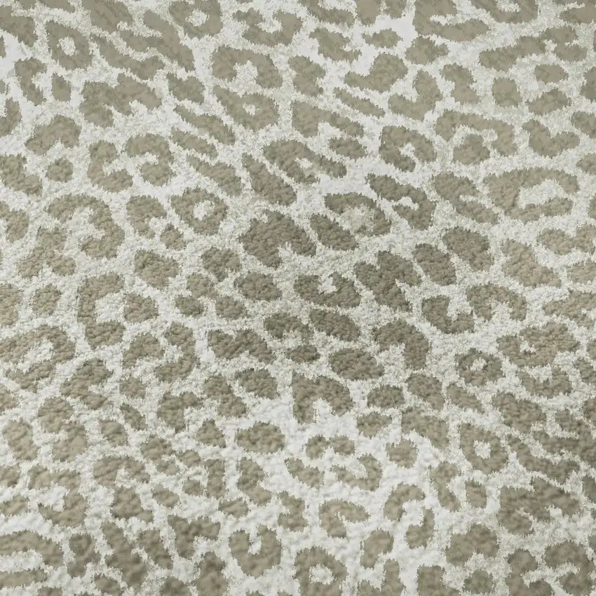 8' Taupe And Ivory Round Leopard Print Washable Indoor Outdoor Area Rug Photo 7