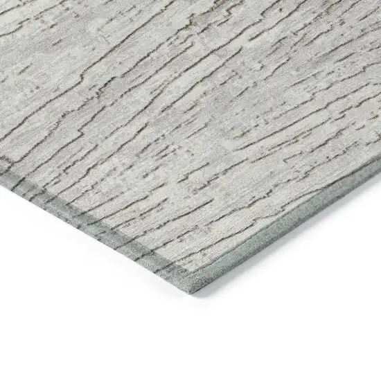 8' Taupe And Ivory Round Striped Washable Indoor Outdoor Area Rug Photo 8