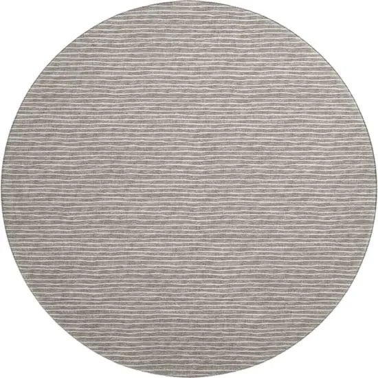 8' Taupe And Ivory Striped Washable Round Rug With UV Protection Photo 2