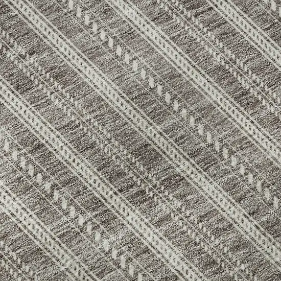 8' Taupe And Ivory Striped Washable Round Rug With UV Protection Photo 8