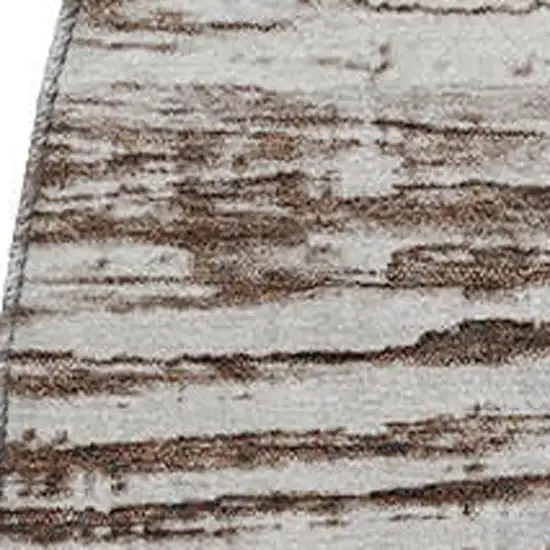 8' Taupe And Ivory Striped Washable Round Rug With UV Protection Photo 3