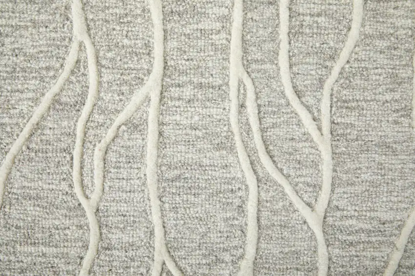8' Taupe And Ivory Wool Abstract Tufted Handmade Stain Resistant Runner Rug Photo 7