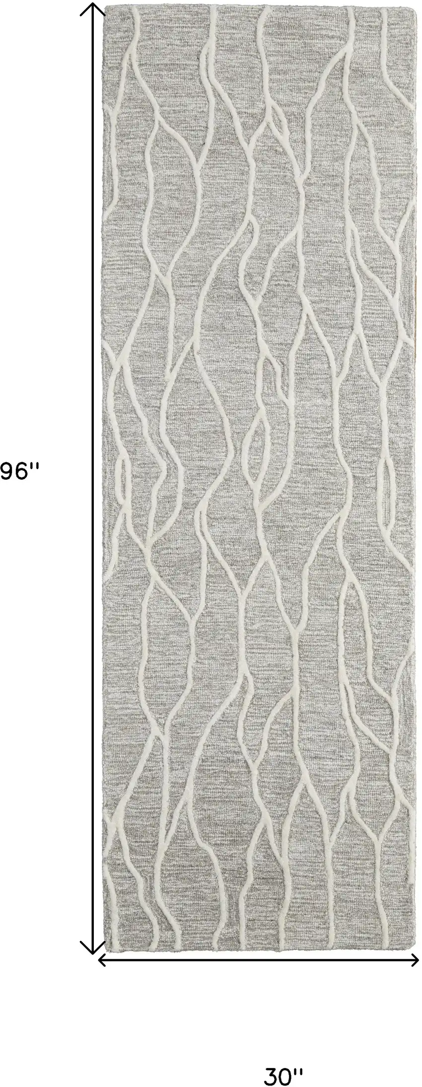 8' Taupe And Ivory Wool Abstract Tufted Handmade Stain Resistant Runner Rug Photo 8