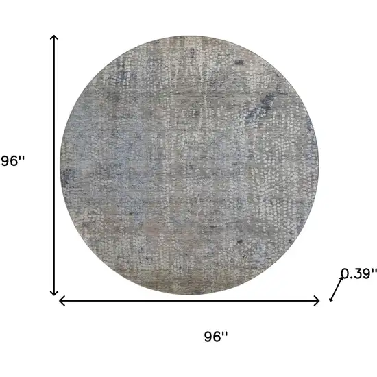 8' Taupe And Khaki Abstract Washable Round Rug With UV Protection Photo 8