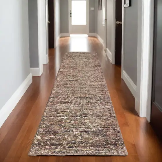 8' Taupe And Pink Hand Tufted Runner Rug Photo 1