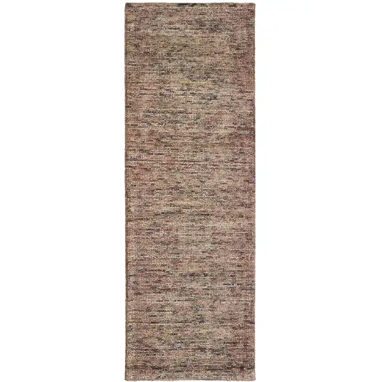 8' Taupe And Pink Hand Tufted Runner Rug Photo 2