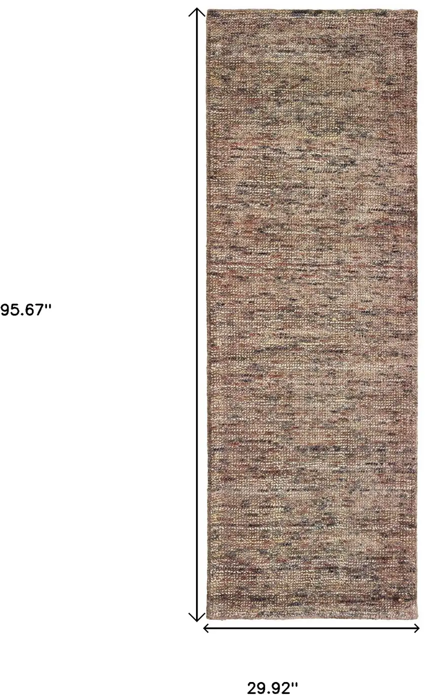 8' Taupe And Pink Hand Tufted Runner Rug Photo 3