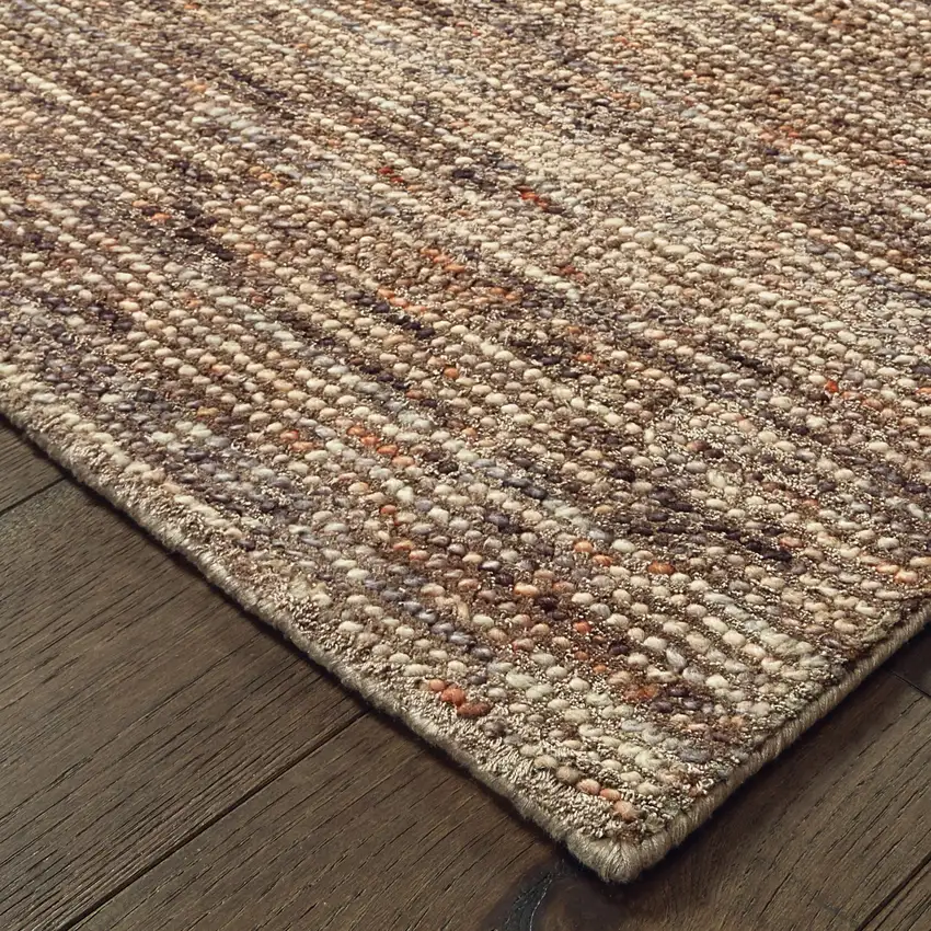 8' Taupe And Pink Hand Tufted Runner Rug Photo 6