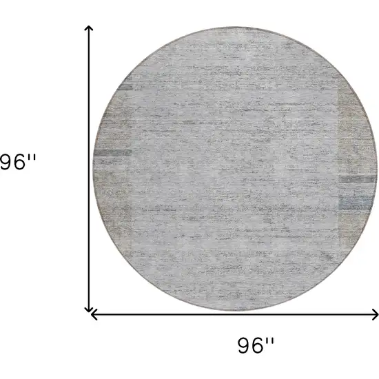 8' Taupe Beige And Blue Round Geometric Washable Indoor Outdoor Area Rug Photo 3