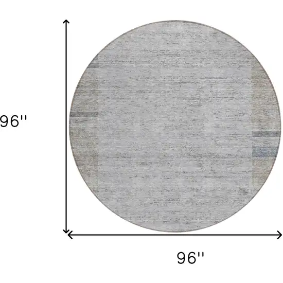 8' Taupe Beige And Blue Round Geometric Washable Indoor Outdoor Area Rug Photo 3