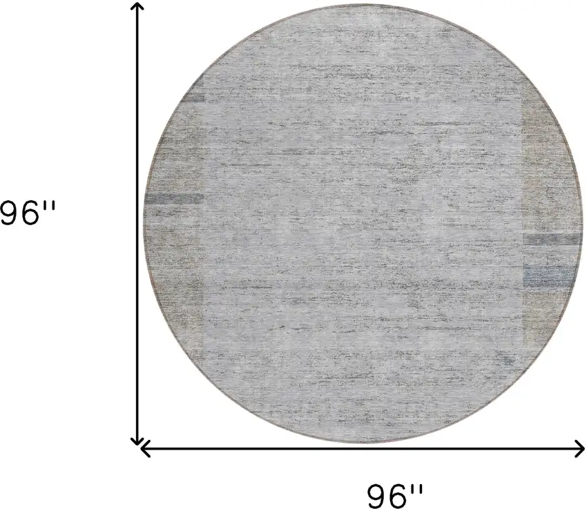 8' Taupe Beige And Blue Round Geometric Washable Indoor Outdoor Area Rug Photo 3