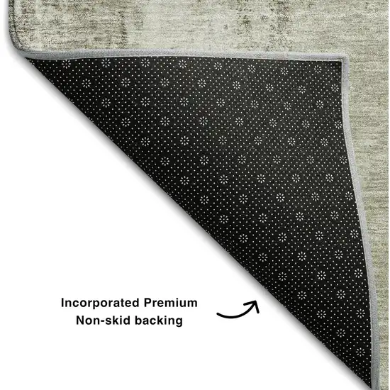 8' Taupe Beige And Brown Abstract Washable Round Rug With UV Protection Photo 5