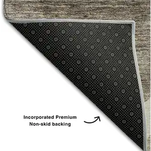 Photo of 8' Taupe Beige And Brown Ogee Washable Round Rug With UV Protection