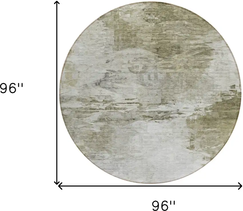 8' Taupe Beige And Brown Round Abstract Washable Indoor Outdoor Area Rug Photo 3