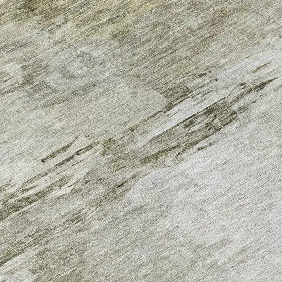 8' Taupe Beige And Brown Round Abstract Washable Indoor Outdoor Area Rug Photo 8