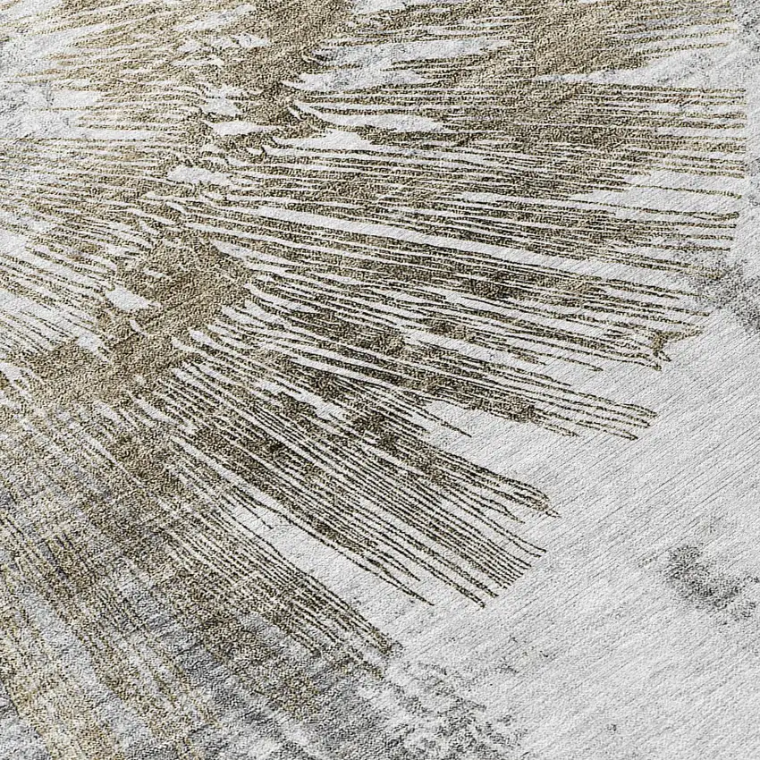 8' Taupe Beige And Brown Round Abstract Washable Indoor Outdoor Area Rug Photo 8