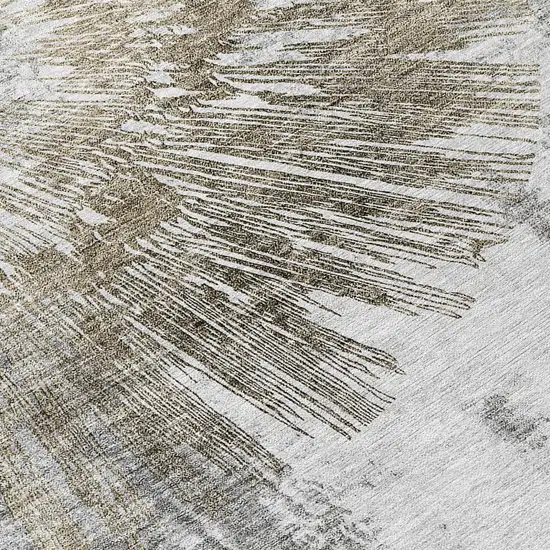 8' Taupe Beige And Brown Round Abstract Washable Indoor Outdoor Area Rug Photo 8