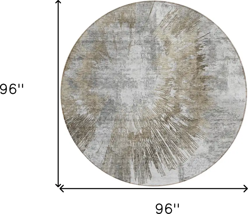8' Taupe Beige And Brown Round Abstract Washable Indoor Outdoor Area Rug Photo 3