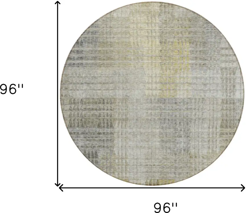 8' Taupe Beige And Brown Round Abstract Washable Indoor Outdoor Area Rug Photo 3