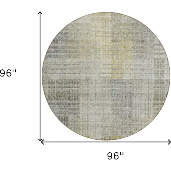 8' Taupe Beige And Brown Round Abstract Washable Indoor Outdoor Area Rug Photo 3