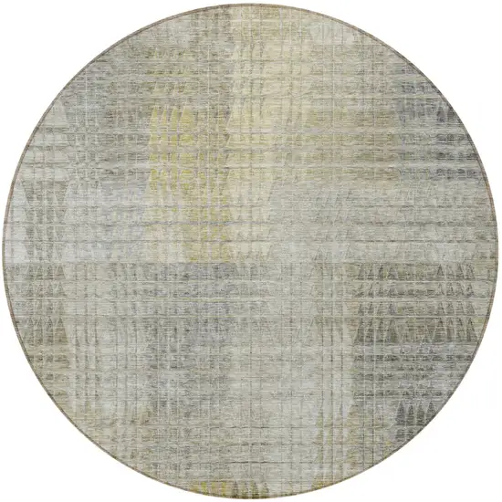 8' Taupe Beige And Brown Round Abstract Washable Indoor Outdoor Area Rug Photo 5