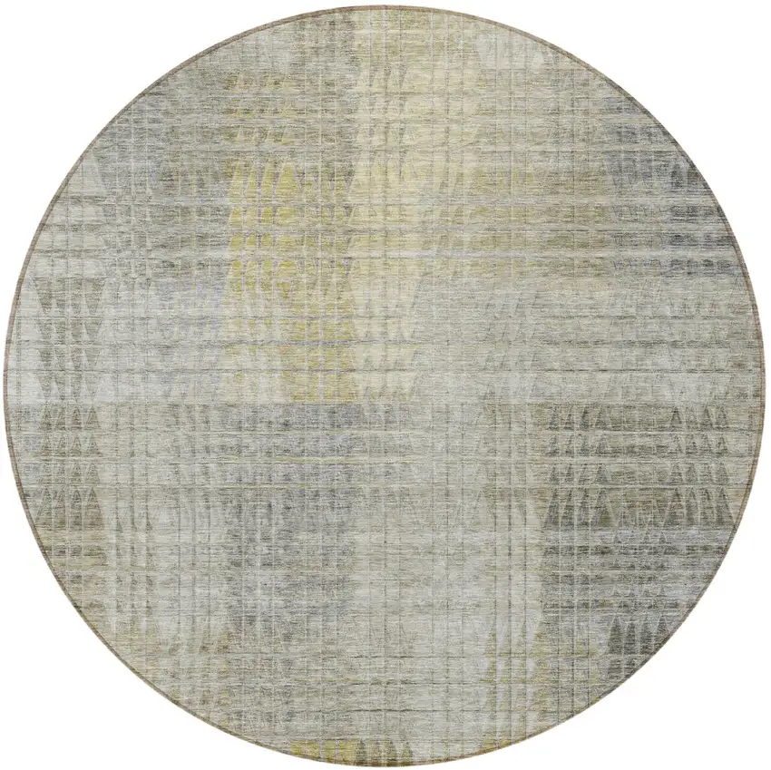 8' Taupe Beige And Brown Round Abstract Washable Indoor Outdoor Area Rug Photo 5