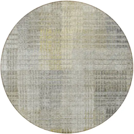 8' Taupe Beige And Brown Round Abstract Washable Indoor Outdoor Area Rug Photo 5